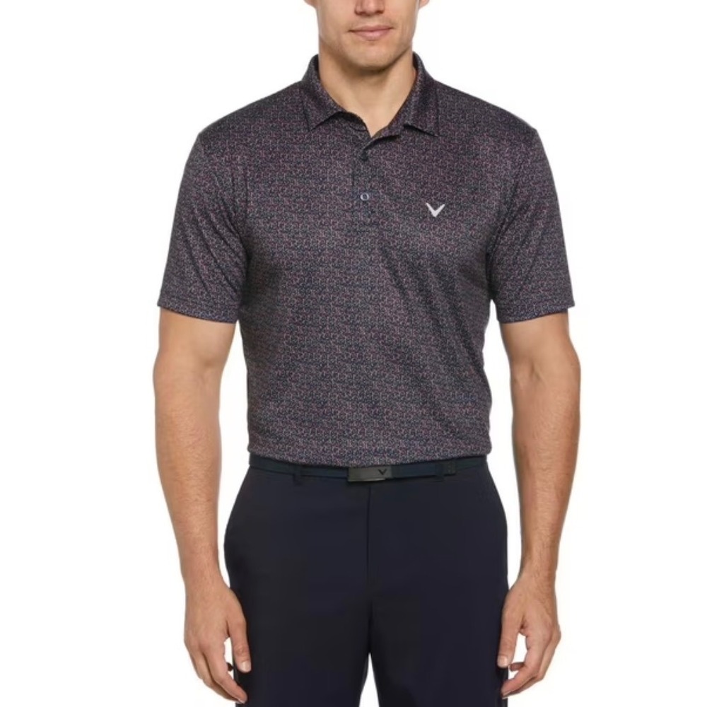 Callaway Opti-Dri Chili Pepper Confetti Print Golf Polo Navy XL